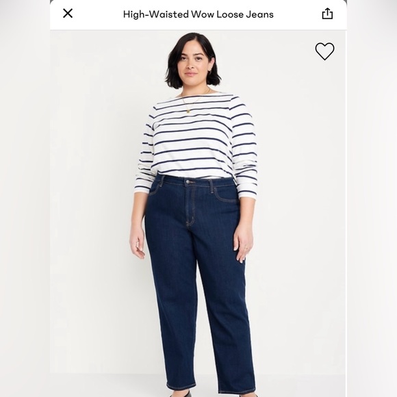 Old Navy Denim - Old Navy Women's High-Rise Wow Loose Dark Blue Straight Leg Jeans